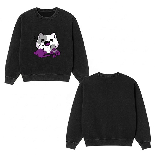 Asexual Subtle Ace Pride Anime And Cat Japanese Double Sided Mineral Wash Sweatshirts