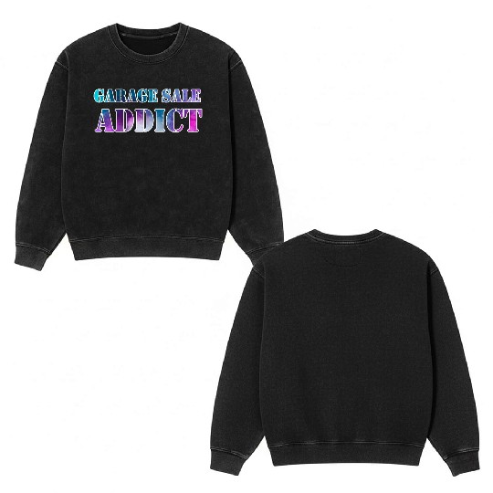 Garage Sale Addict blue purple watercolor Double Sided Mineral Wash Sweatshirts