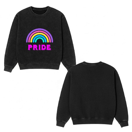 Prideful Rainbow Celebrating Pride Month Double Sided Mineral Wash Sweatshirts