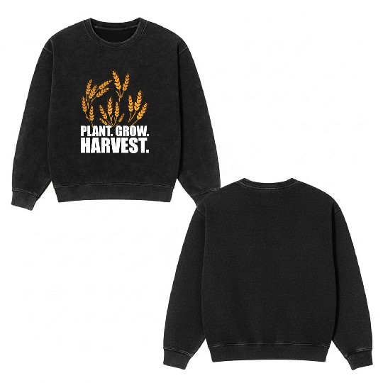 Wheat Farmer Plant Grow Harvest W Double Sided Mineral Wash Sweatshirts