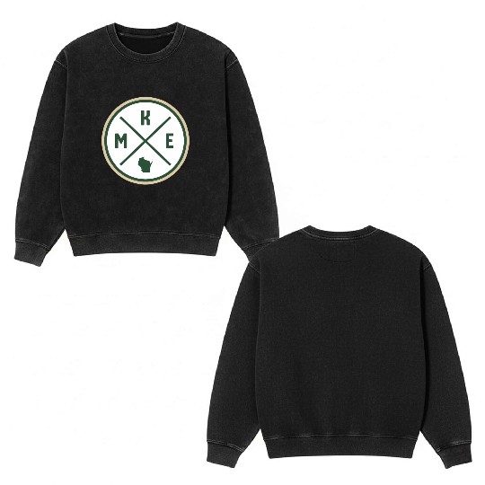 Milwaukee Circle Patch Green Double Sided Mineral Wash Sweatshirts