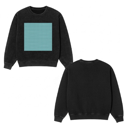 Retro Teal Chevron Pattern Double Sided Mineral Wash Sweatshirts