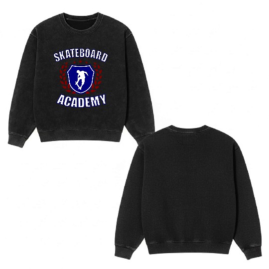 Skateboard Academy Double Sided Mineral Wash Sweatshirts