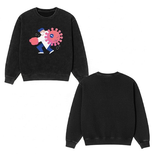 Health Care Professional Beating Coronavirus Double Sided Mineral Wash Sweatshirts