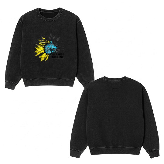 Sunflower Ukrainian Flag I Stand With Ukraine Ukra Double Sided Mineral Wash Sweatshirts