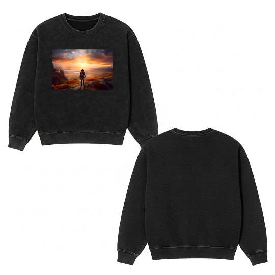 A boy on the way to his first adventure Double Sided Mineral Wash Sweatshirts