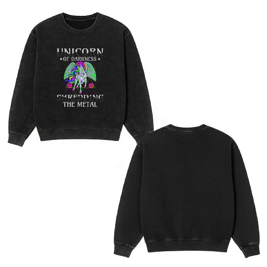 Goth Rock Satan Unicorn Festivals Death Metal Double Sided Mineral Wash Sweatshirts