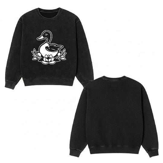 Duck Bird Nature Pond Double Sided Mineral Wash Sweatshirts