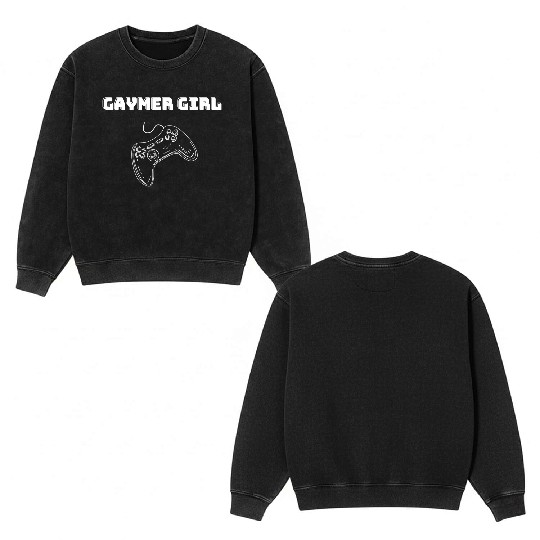 Gaymer Girl Video Gaming Gamer Design green Double Sided Mineral Wash Sweatshirts