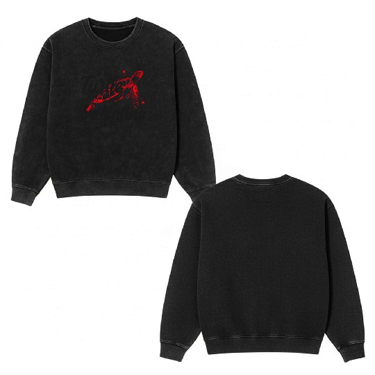 Sea Turtle Tortoise Valentines Day Double Sided Mineral Wash Sweatshirts