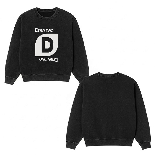 Uno Draw Two Card Double Sided Mineral Wash Sweatshirts