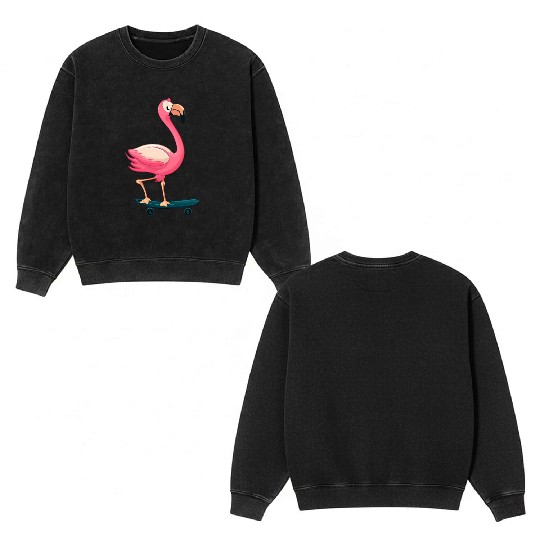 Flamingo skateboarding Double Sided Mineral Wash Sweatshirts