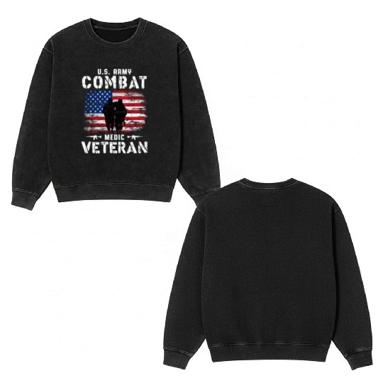 US Army Combat Medic Veteran Double Sided Mineral Wash Sweatshirts