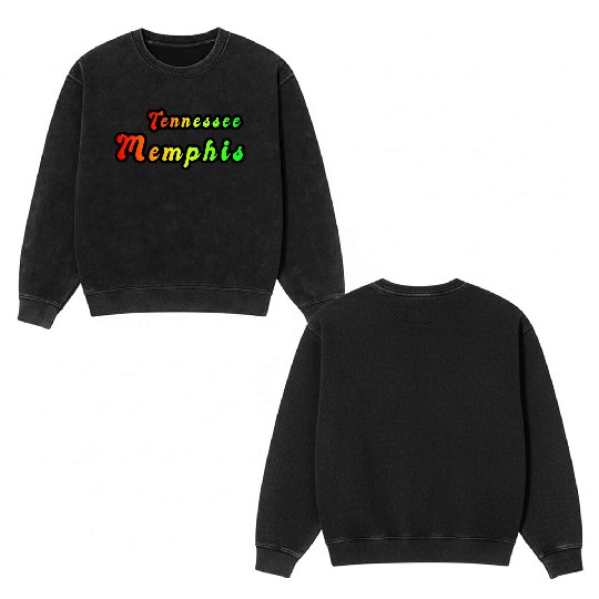 Memphis Tennessee rainbow design Double Sided Mineral Wash Sweatshirts
