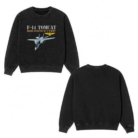 F 14 Tomcat Naval aviation Double Sided Mineral Wash Sweatshirts