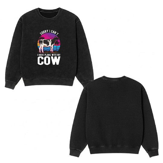 Cow Cattle Breeder Land, Farmer Cows Double Sided Mineral Wash Sweatshirts