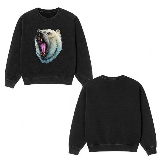 Angry Polar Bear Double Sided Mineral Wash Sweatshirts