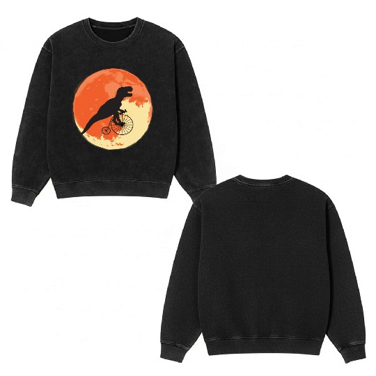 T Rex On The Road Trip Through The World Double Sided Mineral Wash Sweatshirts