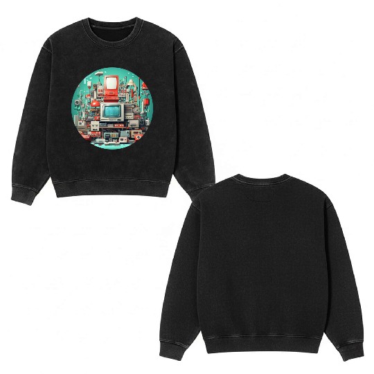 Retro Gaming Magic: Unleash the 8-Bit Nostalgia! Double Sided Mineral Wash Sweatshirts