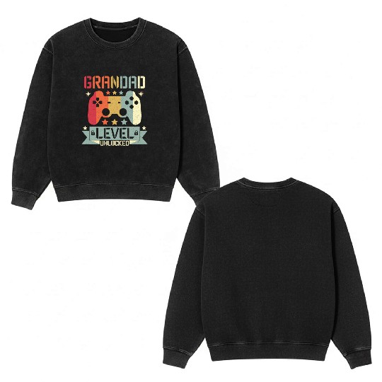 GRANDAD LEVEL UNLOCKED Double Sided Mineral Wash Sweatshirts