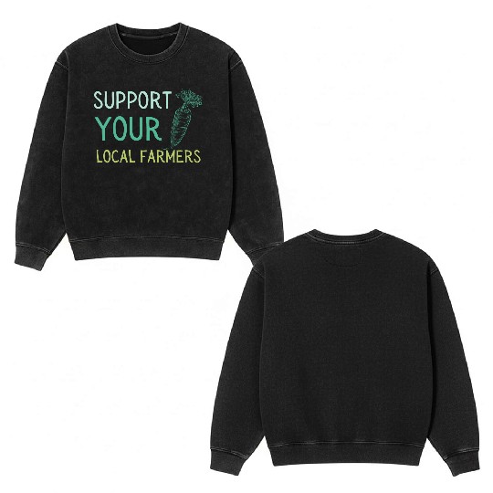 Support Local Farmers Carrot Double Sided Mineral Wash Sweatshirts