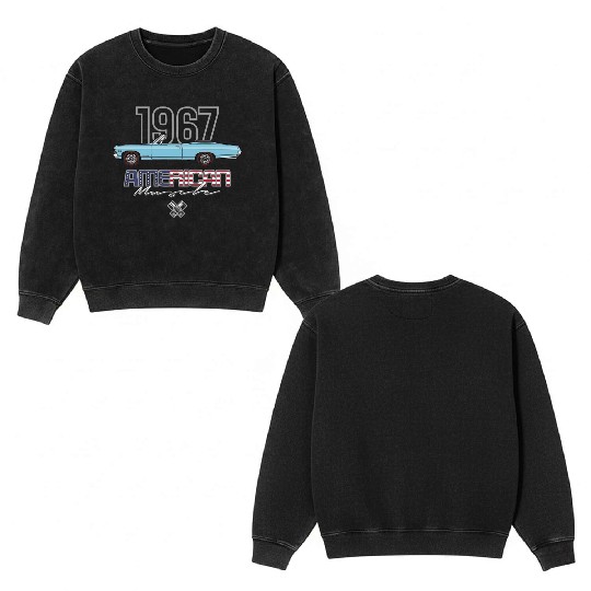 American Light Blue Convertible Double Sided Mineral Wash Sweatshirts