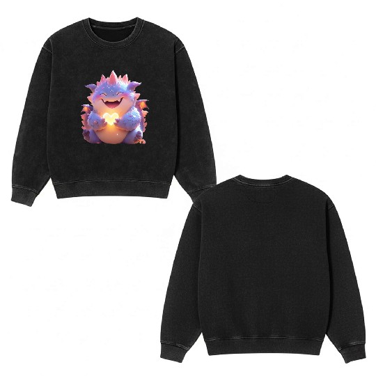 Baby-purple-Heart-dragon-Q Double Sided Mineral Wash Sweatshirts
