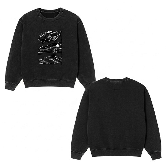Fancy Super fast Car Double Sided Mineral Wash Sweatshirts