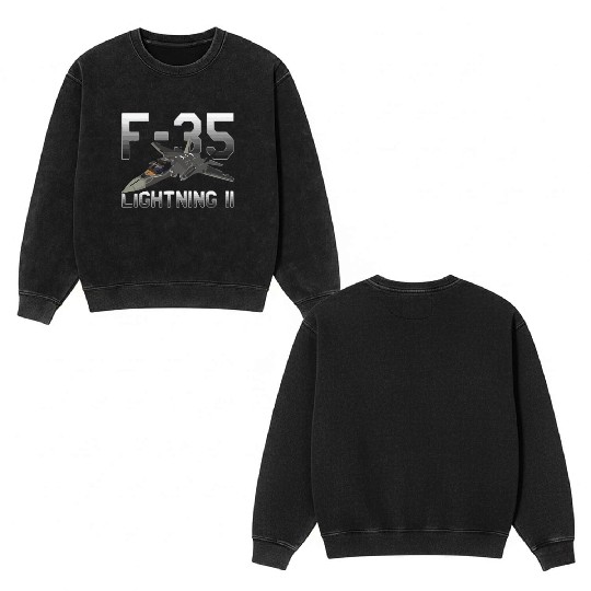 F 35 Lightning II Double Sided Mineral Wash Sweatshirts