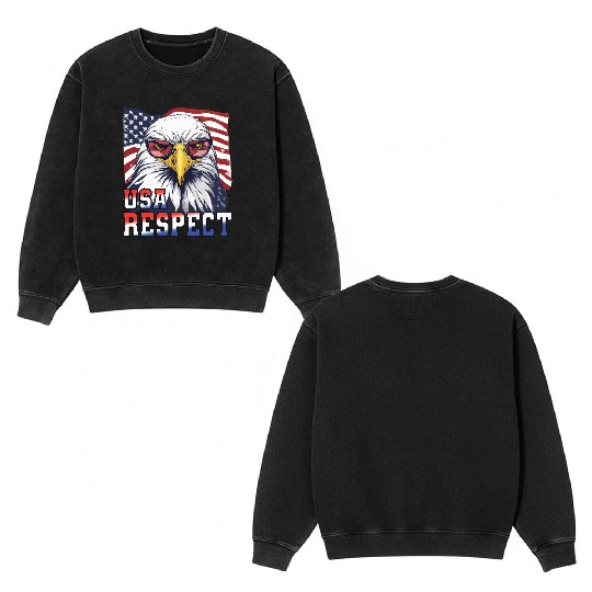 gift idea bald eagle american flag Double Sided Mineral Wash Sweatshirts