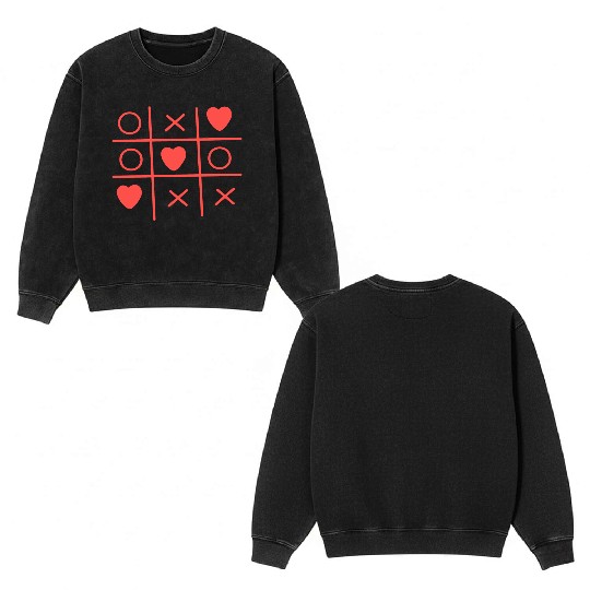 Cool Valentine s Day Criss Cross Heart Double Sided Mineral Wash Sweatshirts