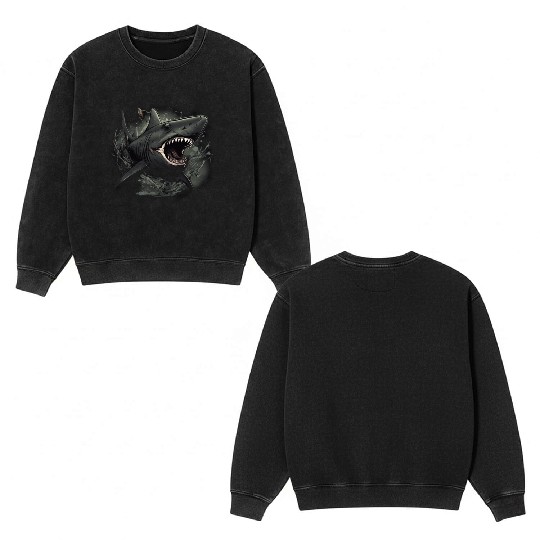 Shark attack Double Sided Mineral Wash Sweatshirts