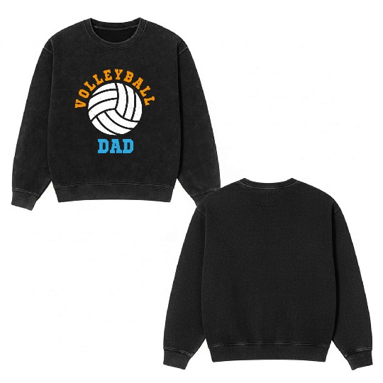 Vintage Volleyball Dad Double Sided Mineral Wash Sweatshirts