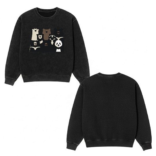 Bears of the world Double Sided Mineral Wash Sweatshirts