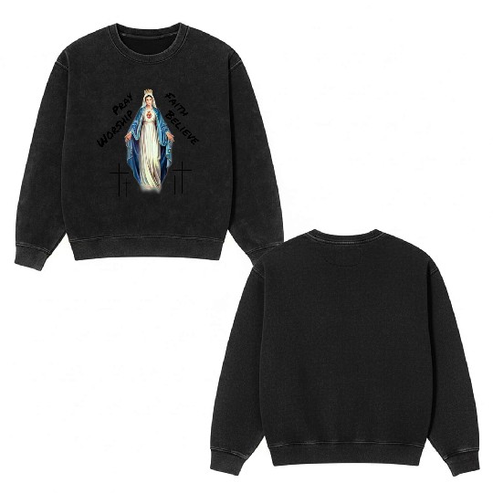 Virgin mary Double Sided Mineral Wash Sweatshirts