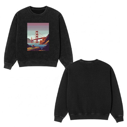 Golden Gate Bridge California Double Sided Mineral Wash Sweatshirts, Golden Gate