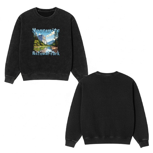 Yosemite National Park: Colorful Landscape in Double Sided Mineral Wash Sweatshirts