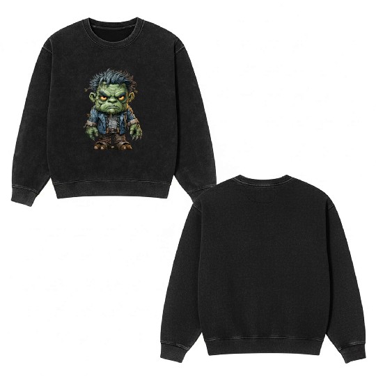 Halloween Frankie's Playful Monster Mash Double Sided Mineral Wash Sweatshirts