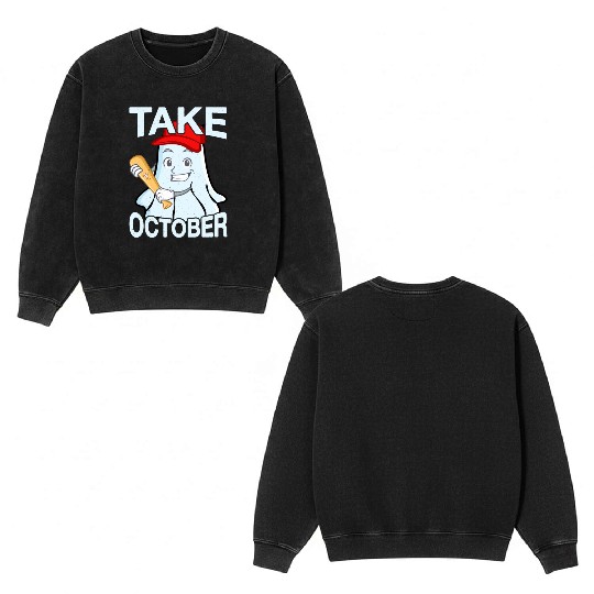 Philly Take October Philadelphia Ghost Halloween Double Sided Mineral Wash Sweatshirts