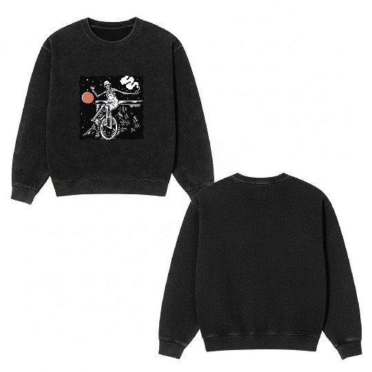 SKELETON AND BIKE Double Sided Mineral Wash Sweatshirts