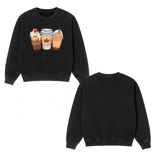 Fall Coffee Drink Thanksgiving Double Sided Mineral Wash Sweatshirts