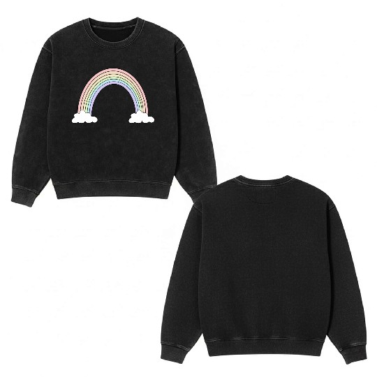 Pastel Rainbow Love Double Sided Mineral Wash Sweatshirts
