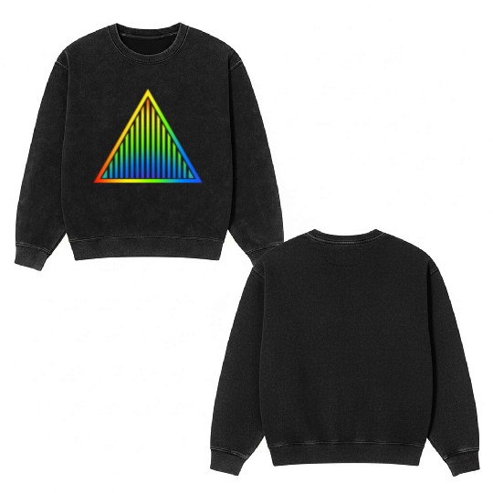 Bright rainbow style triangle Double Sided Mineral Wash Sweatshirts