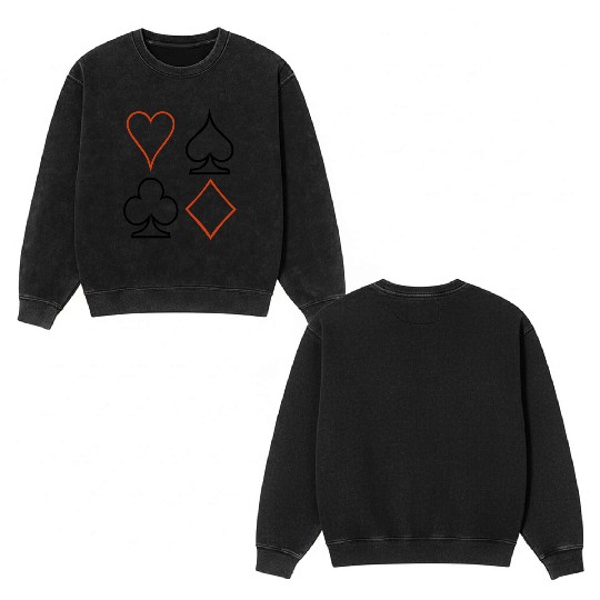 Playing Card Poker Double Sided Mineral Wash Sweatshirts