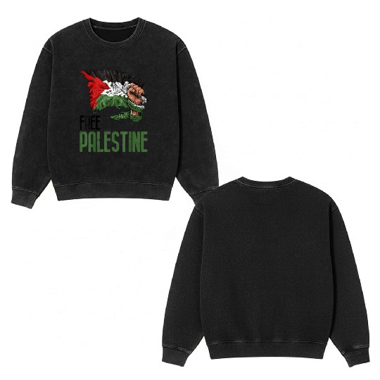 FREE PALESTINE FLAG GAZA Double Sided Mineral Wash Sweatshirts
