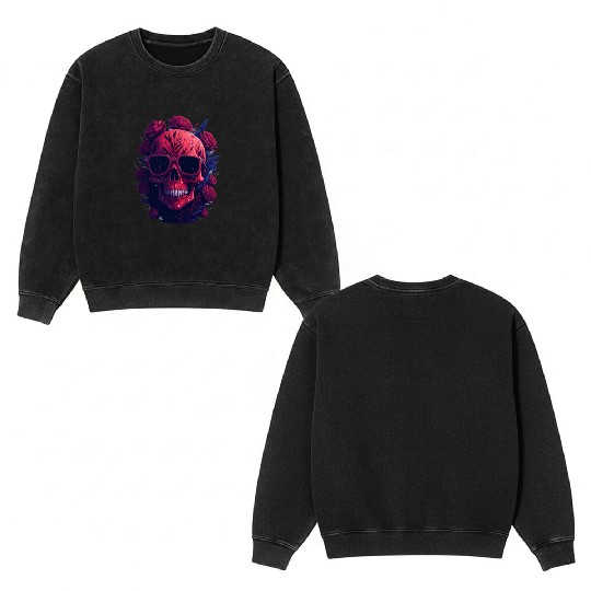 red skull Double Sided Mineral Wash Sweatshirts