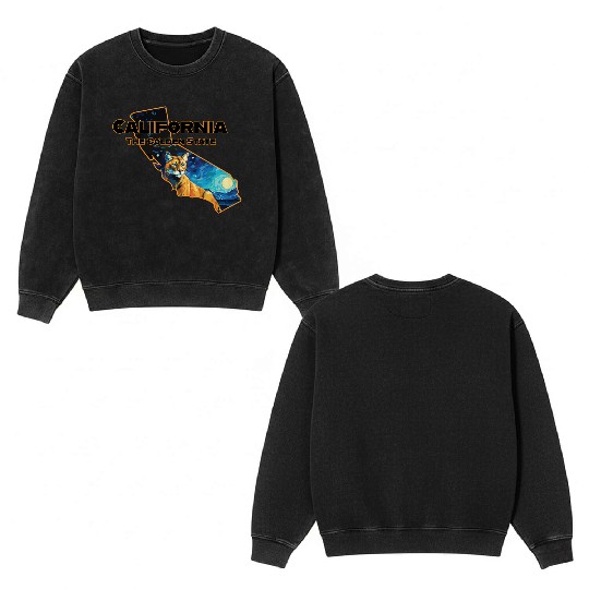 California Wildlife - mountain lion Double Sided Mineral Wash Sweatshirts