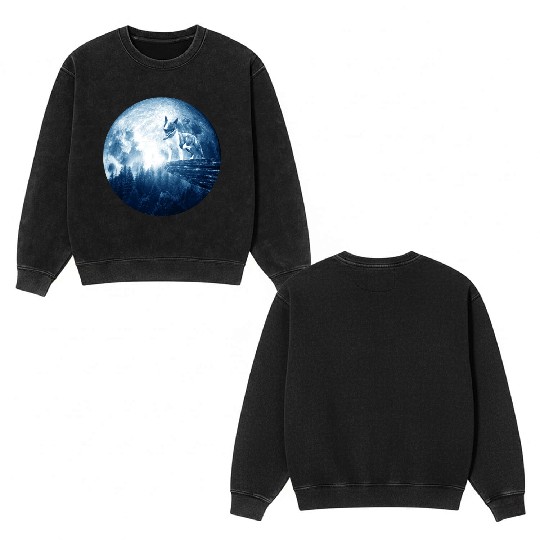 Bull Terrier Miniature Dog Moon Dog Mom Dad Women Double Sided Mineral Wash Sweatshirts