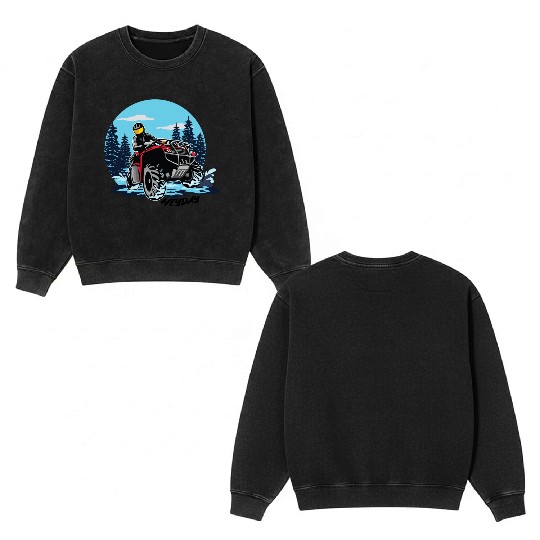ATV/Quad "Winter Riding" style logo. By "Hey Day" Double Sided Mineral Wash Sweatshirts