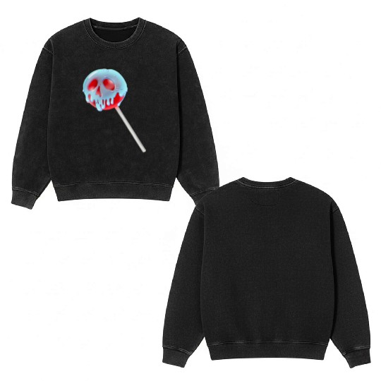 Poison Apple Halloween Candy Lollipop Double Sided Mineral Wash Sweatshirts